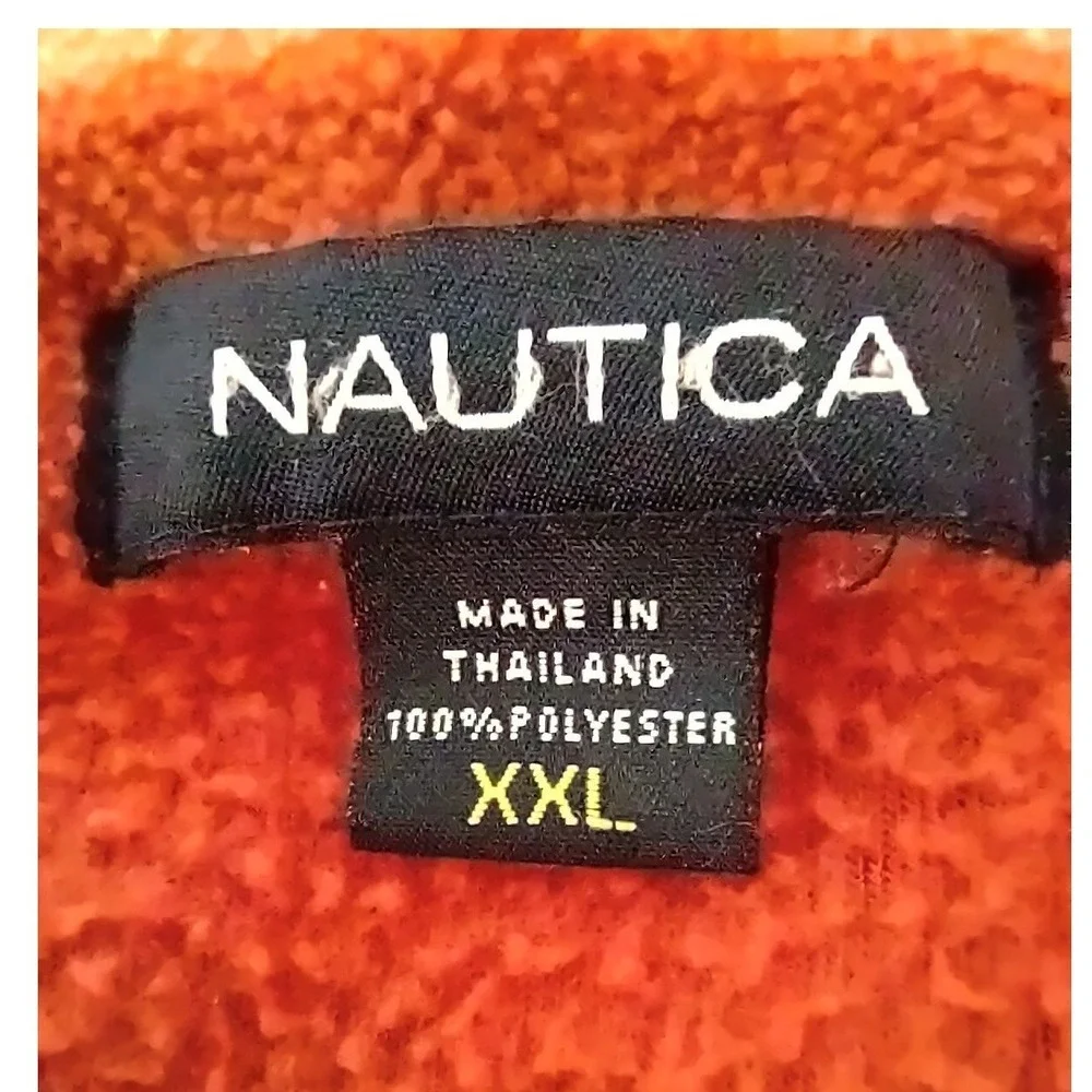 Nautica Fleece Pullover XXL Mens Gorp Core Cabin Core Red Quarter Zip Logo Retro